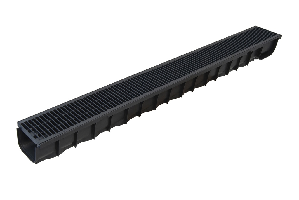 MIDI CANIVEAU 12,1X8,4X100 NOIR + A15 GRILLE EN POLYPROPYLENE